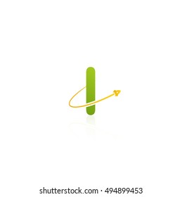 Letter I logo with swoosh and rocket