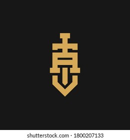 Letter A logo with sword. creative minimal monogram symbol. Universal elegant vector sign design. Premium business logotype. Graphic alphabet symbol for corporate business identity