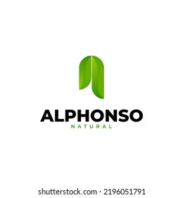 Letter A logo symbol. Initial Letter A With Leaf Logo