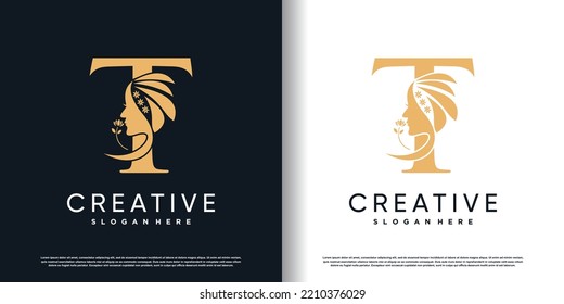  letter logo t with beauty concept Premium Vector