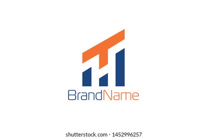 Letter logo T forms negative space of letter H