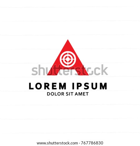 letter A logo with target poin