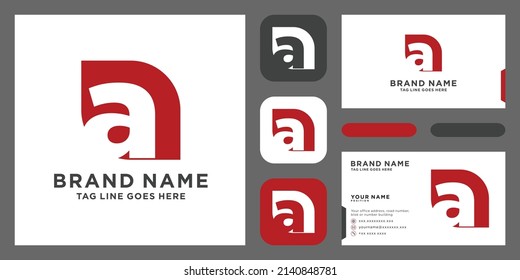 Plantilla de logotipo de carta A. Icono abstracto Conjunto de logotipos con plantilla de tarjeta de visita