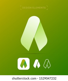 A letter logo template. Abstract material design, origami paper, flat and line art style collection. Application icon, modern branding