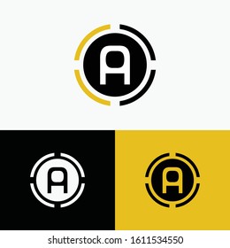 Letter A Logo Template Of Circle Shape in  Different Color With Presentation.