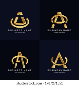 Letter A logo template collection with elegant color