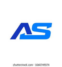 letter AS logo template. combination of letters A and S logo template in blue color