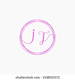 Letter IT logo template. Creative fashion logo design, couple letter , beauty icon. Initial handwriting or handwritten logo for identity. Logo with hand drawn style. wedding concept -vector