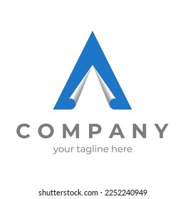 letter a logo template design with paper folds