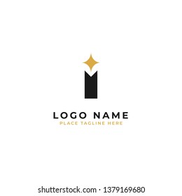 Letter I logo template design. pole with sparkle star symbol vector illustration.