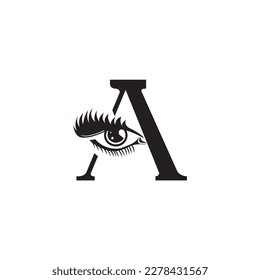 letter A logo template eye cosmetic design vector illustration