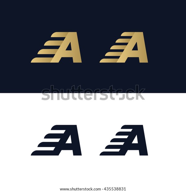 Letter A logo\
template. Fast speed stripe design element vector illustration.\
Corporate branding\
identity