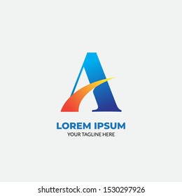 Letter A logo template. Gradient blue color vector