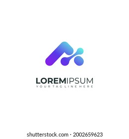 letra Una plantilla de logotipo degradado color azul moderno letra del logotipo perfecto para la tecnología de la empresa