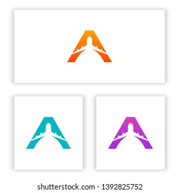 A letter logo template has a plane shape for your company and business.