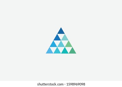 letter A logo template. Initial A, and  triangle structure crop vector, pile triangle space illustration.