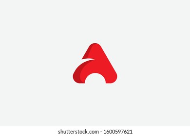 
letter A logo template. Initial A, and red triangle icon modern vector
