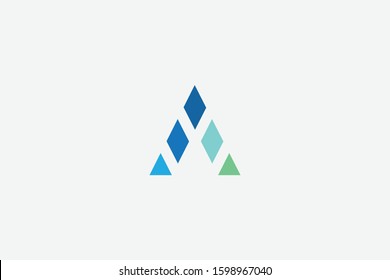 letter A logo template. Initial Icon A, and  diamond vector, diamond pile triangle illustration. 
