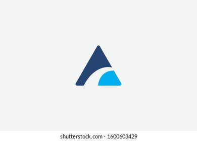 letter A logo template. Initial icon A, and triangle swoosh curved