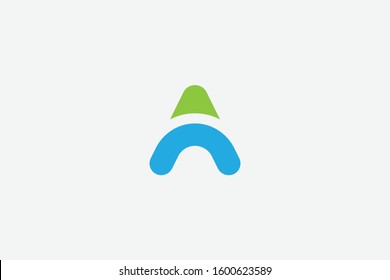 
letter A logo template. Initial A and swoosh curved bubble vector playful illustration
