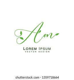Letter am logo template Leaf Vector
