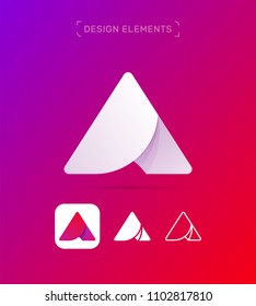 Letter A logo template. Material design, origami flat and line art style