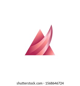 Letter A logo template. Material design, origami flat and line art style with modern cool gradient