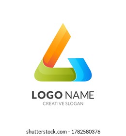 letter a logo template, modern 3d logo style in gradient vibrant colors