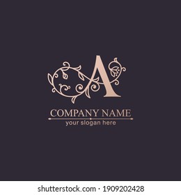 Letter A Logo-Vorlage. Monnogramm, zartes Blumendesign. Persönliches Logo. Vektordesign.