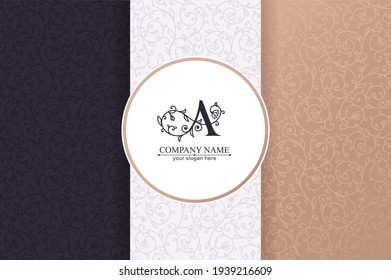 Letter A logo template. Monnogram, delicate floral design. Personal logo. Vector design.