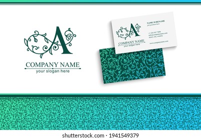 Letter A logo template. Monnogram, delicate floral design. Personal logo. Vector design.