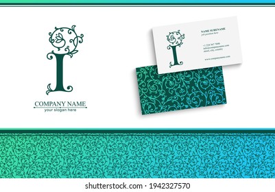 Letter I logo template. Monnogram, delicate floral design. Personal logo. Vector design.