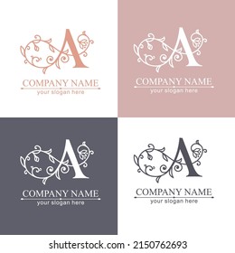 Letter A Logo-Vorlage. Monnogramm, zartes Blumendesign. Persönliches Logo. Vektordesign.