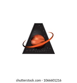 letter A logo template with the planet space theme