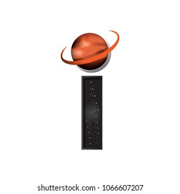 letter i logo template space planet concept