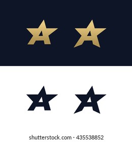 Letter A logo template with Star design element. Vector illustration. Corporate branding identity