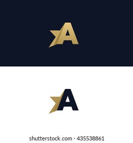 Letter A logo template with Star design element. Vector illustration. Corporate branding identity
