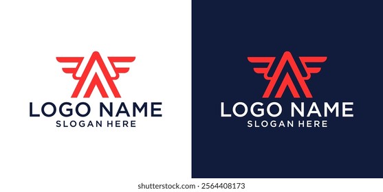 Letter A Logo Template with two wings, Advance Business.