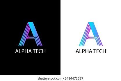 letter A Logo Template vector icon with digital illustration concept
