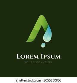 Letter a logo template with water drops