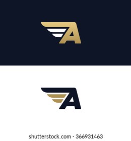Letter A logo template. Wings design element vector illustration. Corporate branding identity