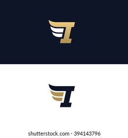 Letter I logo template. Wings design element vector illustration. Corporate branding identity