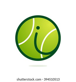 I letter logo with tennis ball. Font style, vector design template elements for your sport team or corporate identity.