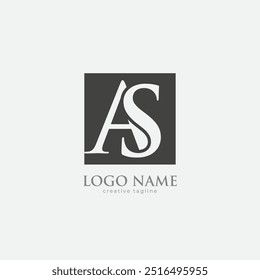 Logotipo da letra AS, texto, tipo, letra como modelo vetorial totalmente editável