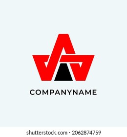 The letter A logo that forms a red crown becomes a simple but still attractive logo