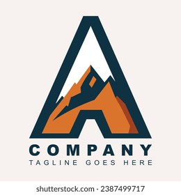 A letter logo that incorporates a mountain peak, symbolizing ambition and achievement
