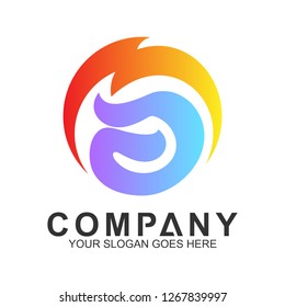 letter A logo with thunder in circle shape