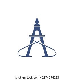 Letter A logo with tower shape