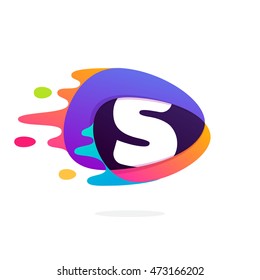 Letter  logo in triangle intersection icon with fast speed lines. Multicolor vector for application, presentation, web page, business card or posters.