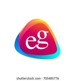 Letter EG logo in triangle shape and colorful background, letter combination logo design for company identity.